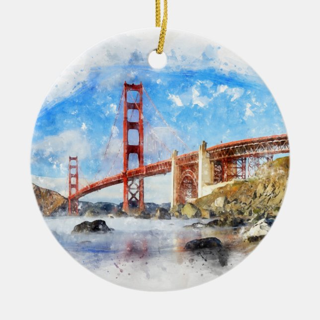 Golden Grind Bridge-pastel i San Francisco Julgransprydnad Keramik (Framsidan)