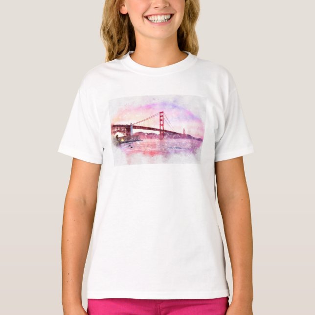 Golden Grind Bridge-pastel i San Francisco T Shirt (Framsida)