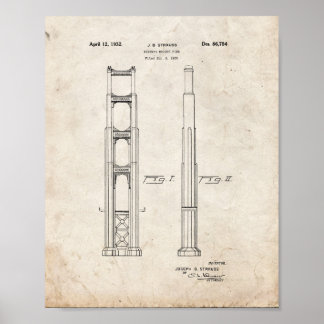 Golden Grind Bridge Patent - gammalt utseende Poster