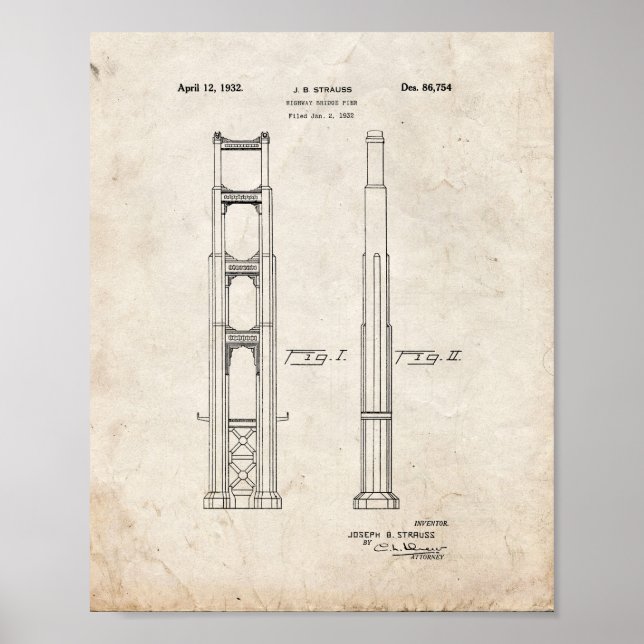 Golden Grind Bridge Patent - gammalt utseende Poster (Framsidan)