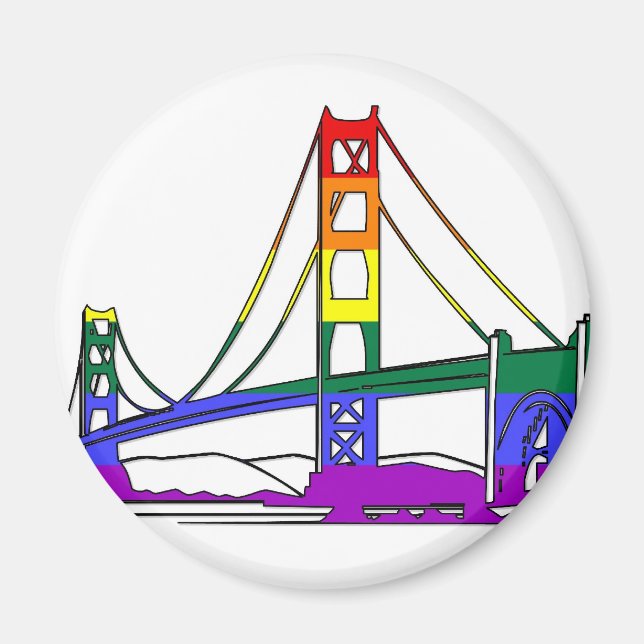 Golden Grind Bridge Rainbow Pride Magnet (Framsidan)