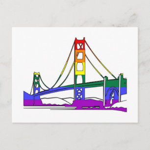 Golden Grind Bridge Rainbow Pride Vykort