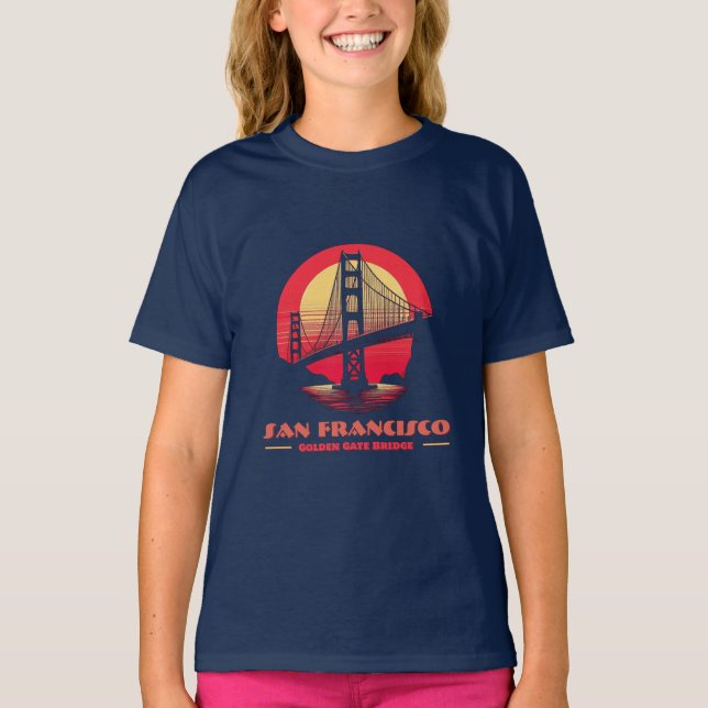 Golden Grind Bridge San Francisco California USA T Shirt (Framsida)