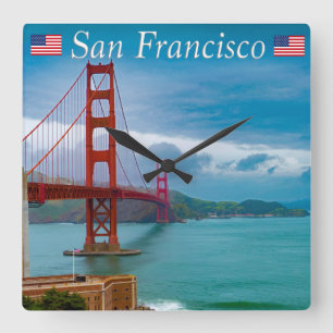 Golden Grind Bridge San Francisco Fyrkantig Klocka