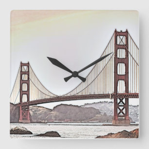 Golden Grind Bridge - San Francisco, Kalifornien Fyrkantig Klocka