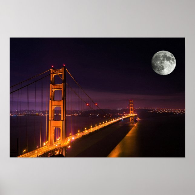 Golden Grind Bridge San Francisco Night Scenery Poster (Framsidan)