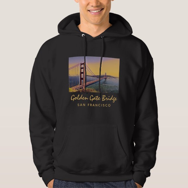 Golden Grind Bridge San Francisco-Vintage-målning Hoodie (Framsida)