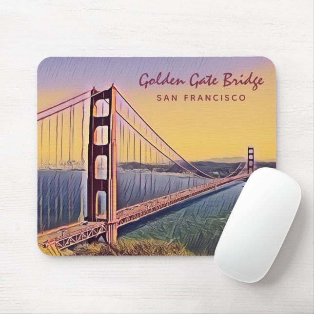 Golden Grind Bridge San Francisco-Vintage-målning Musmatta (Med mus)
