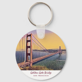 Golden Grind Bridge San Francisco-Vintage-målning Nyckelring