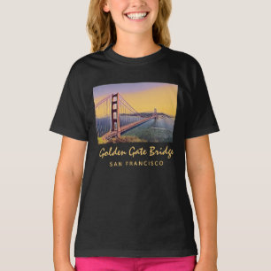Golden Grind Bridge San Francisco-Vintage-målning T Shirt