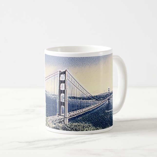 Golden Grind Bridge San Francisco Watercolor Art A Kaffemugg (Framsida höger)