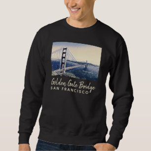 Golden Grind Bridge San Francisco Watercolor Art A Lång Ärmad Tröja