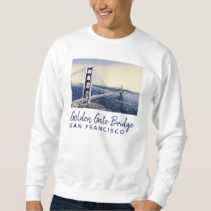 Golden Grind Bridge San Francisco Watercolor Art A Lång Ärmad Tröja