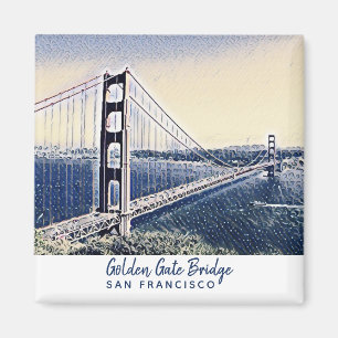 Golden Grind Bridge San Francisco Watercolor Art A Magnet