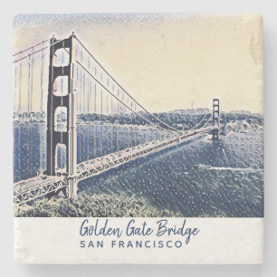 Golden Grind Bridge San Francisco Watercolor Art A Stenunderlägg