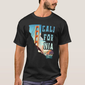 Golden Grind Bridge Souvenir San Francisco Karta i T Shirt
