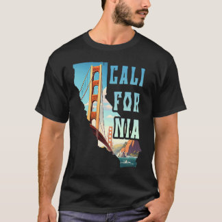 Golden Grind Bridge Souvenir San Francisco Karta i T Shirt