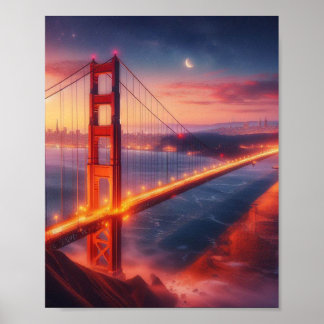 Golden Grind Bridge Travel Poster