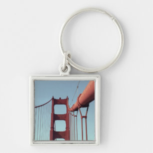 Golden Grind Bridge, unikt San Francisco Photo Fyrkantig Silverfärgad Nyckelring