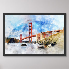 Golden Grind Bridge-vattenfärg i San Francisco Fototryck