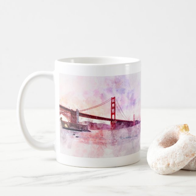 Golden Grind Bridge-vattenfärg i San Francisco Kaffemugg (Med munk)