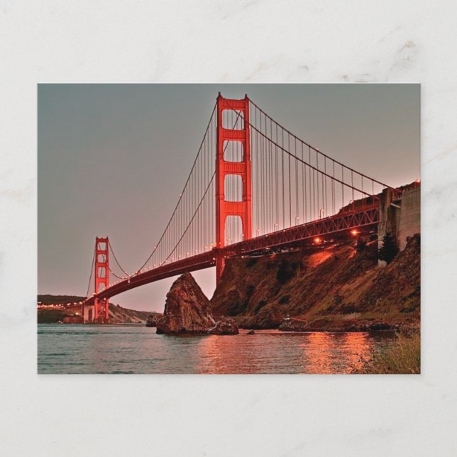 Golden Grind Bridge vid Sol Down Vykort (Framsida)