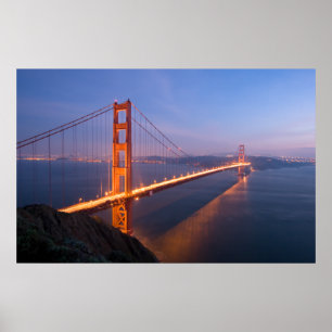 Golden Grind Bridge vid solnedtryckt avtryck Poster