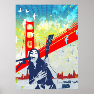 Golden Grind Guitarist Poster