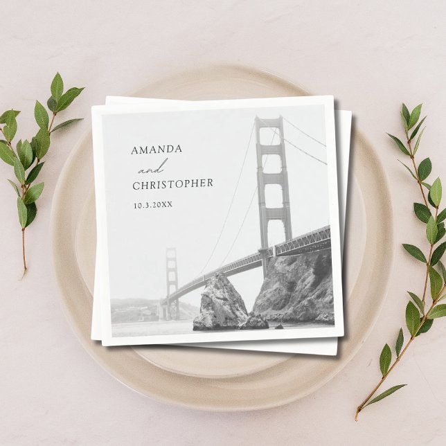 Golden Grind San Francisco Bröllop Napkins Pappersservett (Golden Gate San Francisco Wedding Napkins)