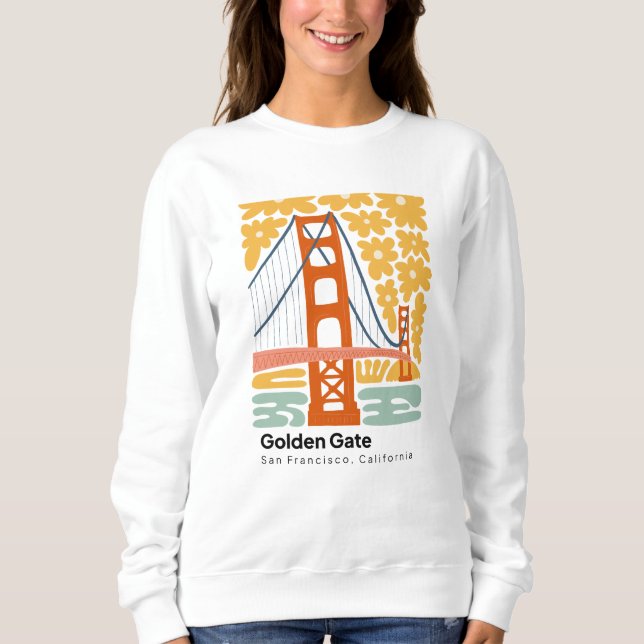 Golden Grind San Francisco California blommigt T Shirt (Framsida)