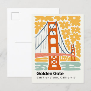 Golden Grind San Francisco California blommigt Vykort