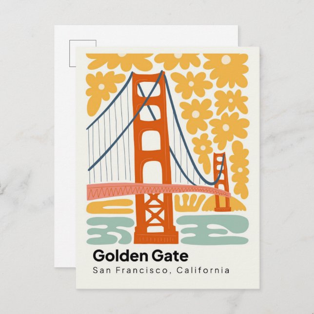 Golden Grind San Francisco California blommigt Vykort (Fram/baksida)