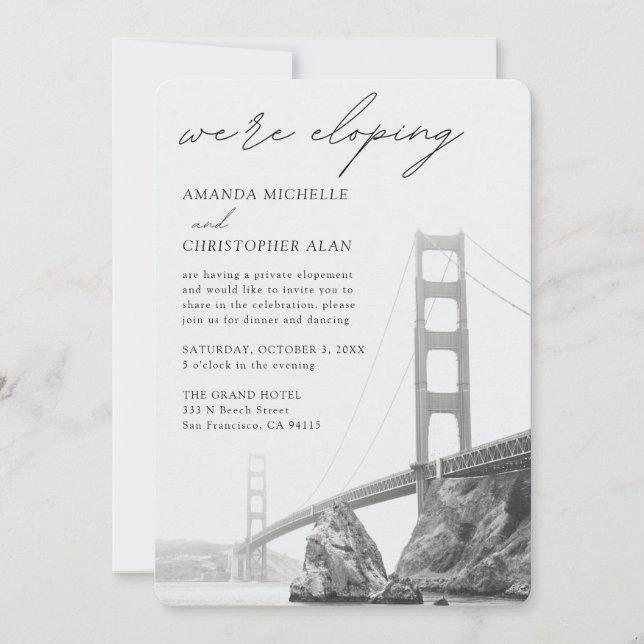 Golden Grind San Francisco Elopement Recept Inbjudningar (Framsida)