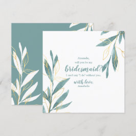 Golden Grönt Blommigt.. Du blir min Bridesmaid Inbjudningar