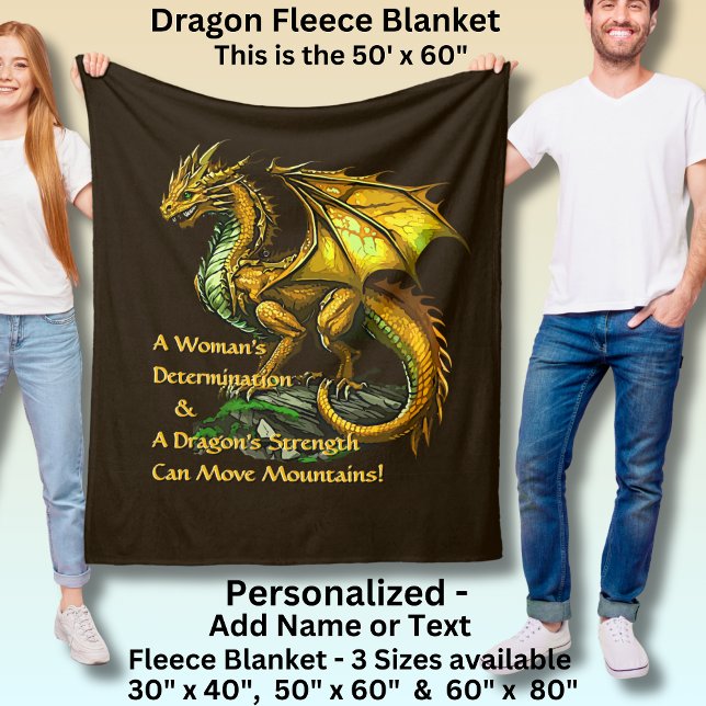 Golden Grönt Dragon & Woman kan flytta berg Fleecefilt (Skapare uppladdad)