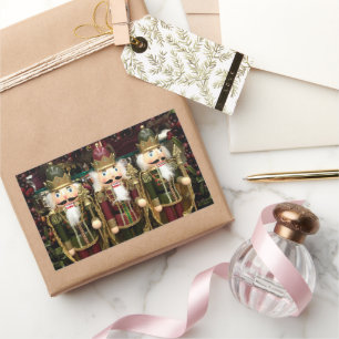 Golden Grönt Nutcracker Soldiers jul Rektangulärt Klistermärke