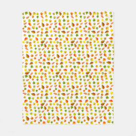 Golden, Grönt, Orange Höst löv på vit Fleecefilt