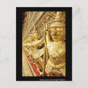 Golden guada i templet Thailand. Vykort