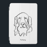 Golden Guardian Anpassningsbar Text iPad Mini Skydd<br><div class="desc">Den här snyggten iPad-väskan har en minimalistisk linjekonst teckning i en Golden Retriever. Anpassa texten för att göra den till din egen,  och fira din kärlek för denna älskade ras.</div>
