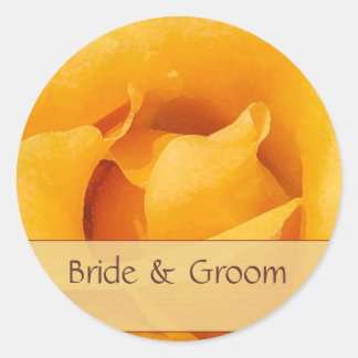 Golden Gul ros Bride & Groom Stickers Runt Klistermärke