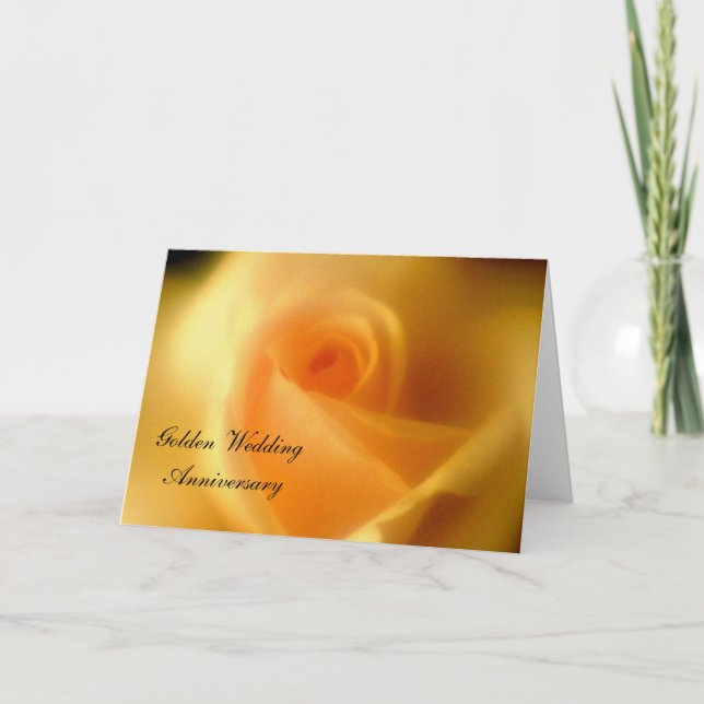Golden Gul ros Golden Bröllop Card Kort (Framsida)