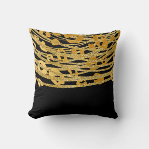 Golden Guld Black Leopard Cheetah Print Glam Kudde
