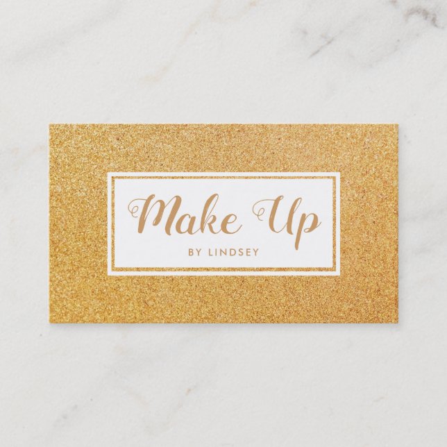 Golden Guld Gnistra Glitter Makeup Artist Visitkort (Framsida)