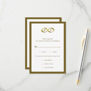 Golden Guld Infinity Hand Clasp Monogram Bröllop OSA Kort