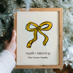 Golden Gult Bow Illustration Family Namn Poster