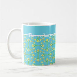 Golden Gult Daffodils Mönster på Himlar Blue Kaffemugg