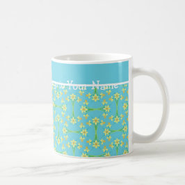 Golden Gult Daffodils Mönster på Himlar Blue Kaffemugg