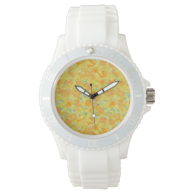 Golden Gult Daffodils Sporty White Wristwatch Armbandsur (Framsida)