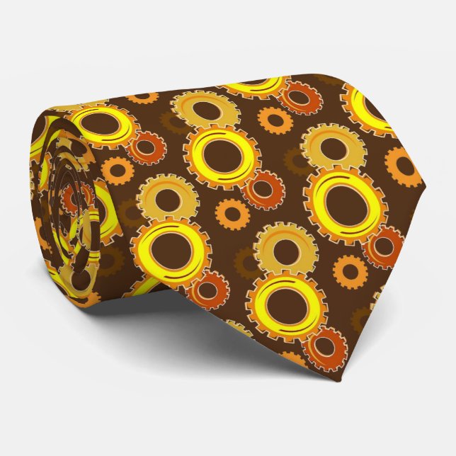 Golden Gult Gears Clockwork Stil för herdar Slips (Rullad)