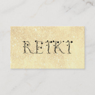 *~* Golden Gult Glitter REIKI Ivy Typografi Visitkort
